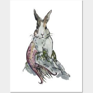 Mermaid Bunny on Rock Posters and Art